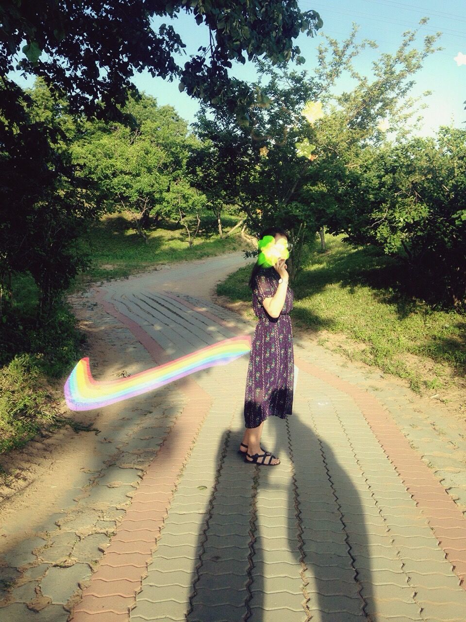 full length, tree, lifestyles, rear view, leisure activity, road, walking, casual clothing, shadow, transportation, street, the way forward, sunlight, childhood, standing, outdoors, day, front view