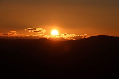 Scenic view of silhouette landscape against sky during sunset