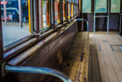 Close-up of train window