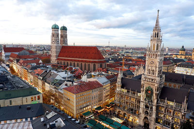 Aerial view of buildings in city