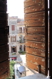 View of buildings through window