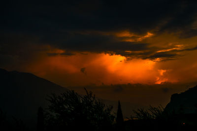 Silhouette trees against sky during sunset