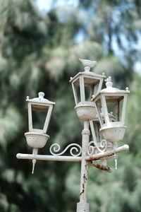 Close-up of street light against sky