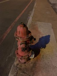 High angle view of fire hydrant at city