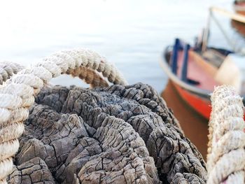 Close-up of rope on beach