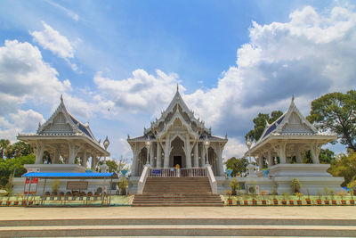 Low angle view of temple building against sky