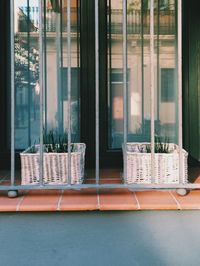 Chairs and table on glass window