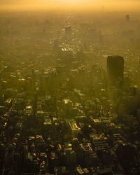 Aerial view of illuminated cityscape