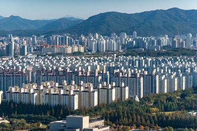 Aerial view of buildings in city