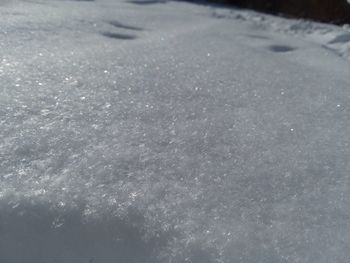 High angle view of snow on field