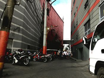 Bicycles against sky