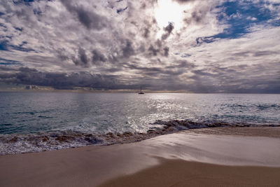 Scenic view of sea against sky during sunset