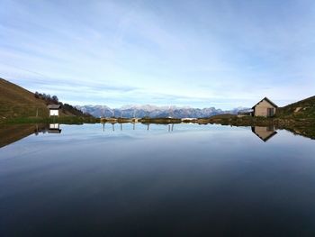 Reflection of building in lake