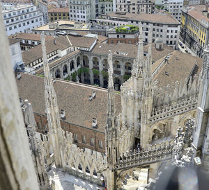 High angle view of buildings in city