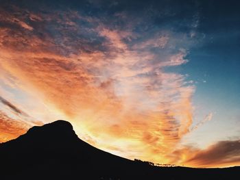 Silhouette landscape against sky during sunset