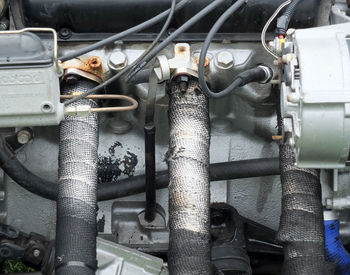 Close-up of pipes in factory