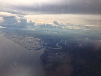 Aerial view of sea against sky