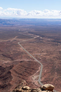 High angle view of road against sky