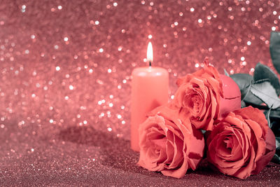 Close-up of illuminated candle