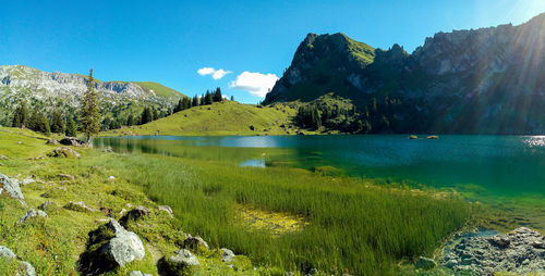 Scenic view of lake against sky