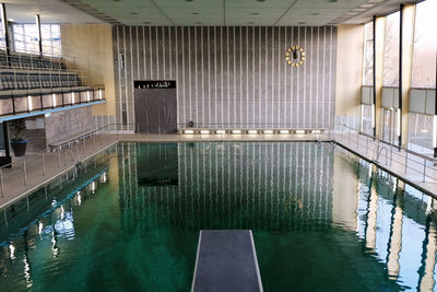 High angle view of swimming pool in building