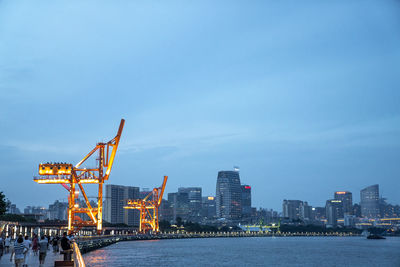 Cranes at waterfront