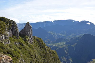 Scenic view of mountains against sky