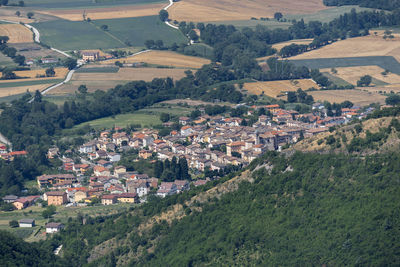 High angle view of townscape and buildings