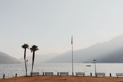 Scenic view of sea against clear sky