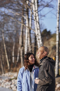 Couple standing and talking together