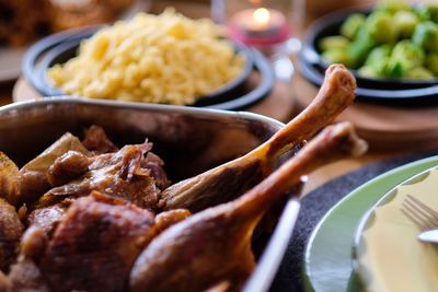 Close-up of meat in bowl