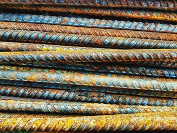 Full frame shot of rusty metal rods