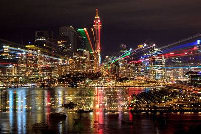 Illuminated city at night