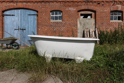 A bathtub on a farm