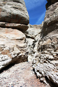 Low angle view of rock formations