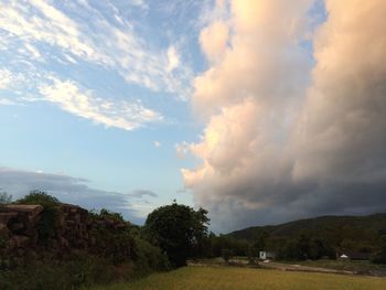 Scenic view of landscape against cloudy sky