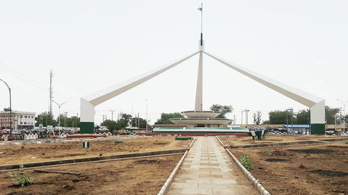 View of town square in city against clear sky