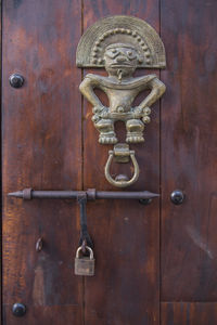 Door handle on old house in cartagena, bolivar, colombia