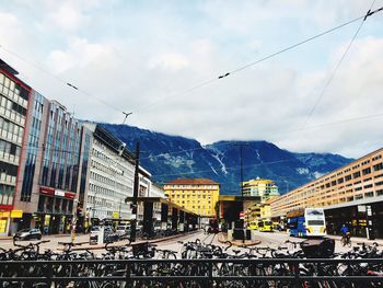 Buildings in city against sky