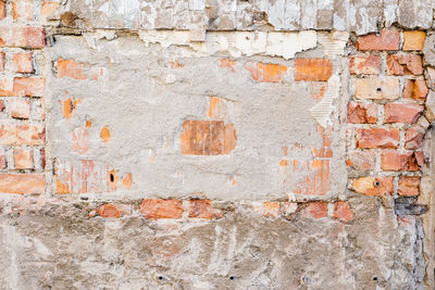 Full frame shot of weathered brick wall