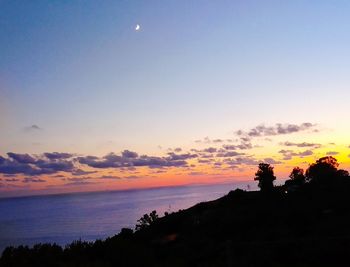 Scenic view of silhouette trees against sky at sunset