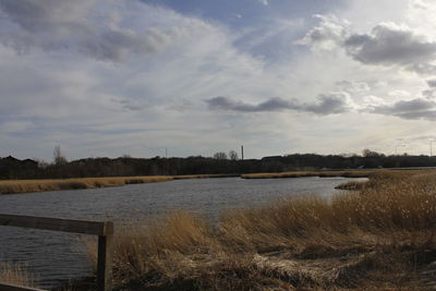 Scenic view of lake against sky