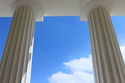 Low angle view of built structure against blue sky