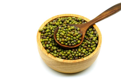 Close-up of green beans against white background