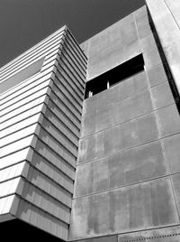 Low angle view of modern building against clear sky