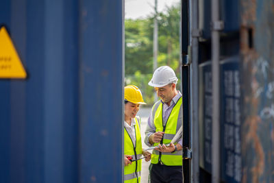 People working at construction site