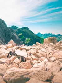 Scenic view of mountains against sky