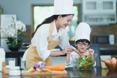 Young woman preparing food