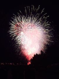 Firework display at night