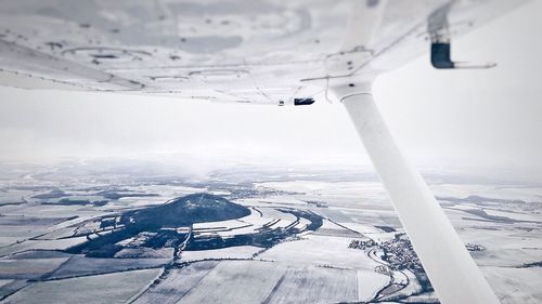 Aerial view of snow covered landscape